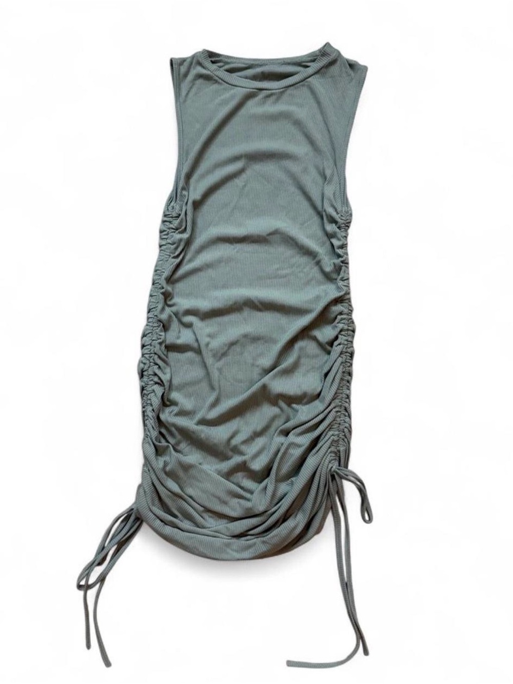 Mint Green Ruched Mini Dress With Tie Detail